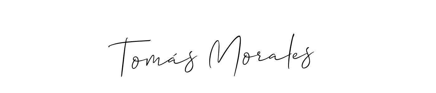 How to make Tomás Morales name signature. Use Allison_Script style for creating short signs online. This is the latest handwritten sign. Tomás Morales signature style 2 images and pictures png