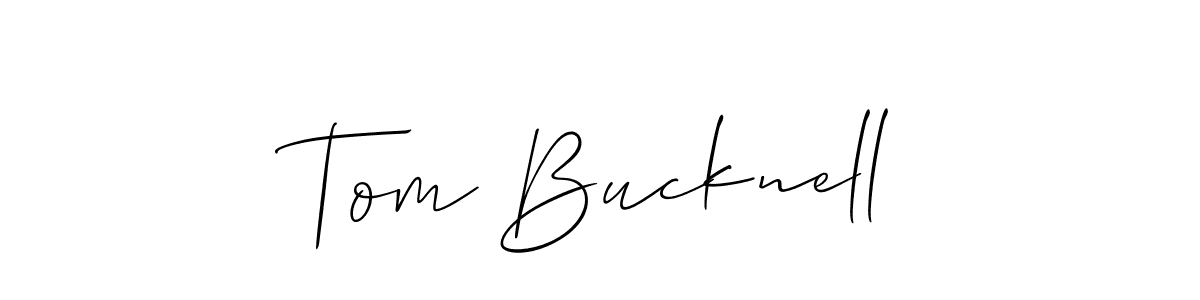 Tom Bucknell stylish signature style. Best Handwritten Sign (Allison_Script) for my name. Handwritten Signature Collection Ideas for my name Tom Bucknell. Tom Bucknell signature style 2 images and pictures png