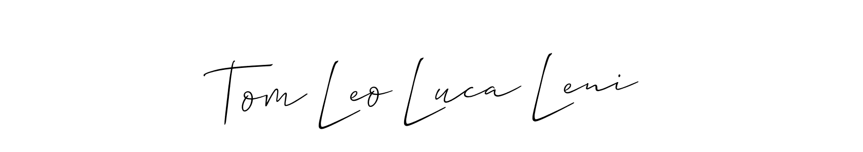 Create a beautiful signature design for name Tom Leo Luca Leni. With this signature (Allison_Script) fonts, you can make a handwritten signature for free. Tom Leo Luca Leni signature style 2 images and pictures png