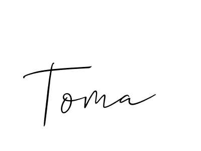 if you are searching for the best signature style for your name Toma. so please give up your signature search. here we have designed multiple signature styles  using Allison_Script. Toma signature style 2 images and pictures png