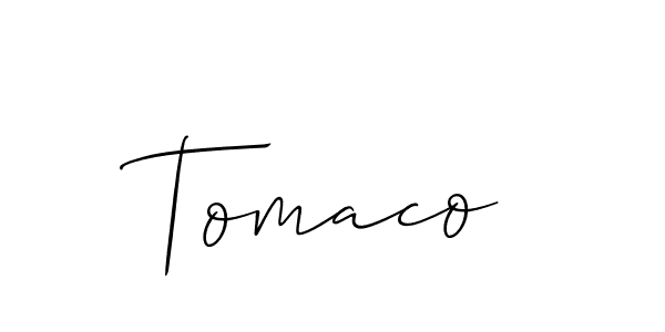 Allison_Script is a professional signature style that is perfect for those who want to add a touch of class to their signature. It is also a great choice for those who want to make their signature more unique. Get Tomaco name to fancy signature for free. Tomaco signature style 2 images and pictures png