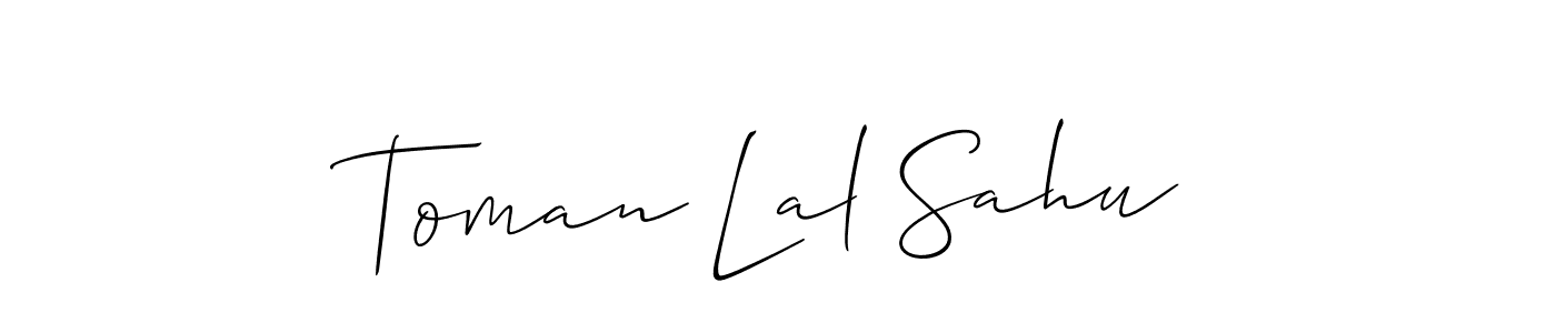 if you are searching for the best signature style for your name Toman Lal Sahu. so please give up your signature search. here we have designed multiple signature styles  using Allison_Script. Toman Lal Sahu signature style 2 images and pictures png