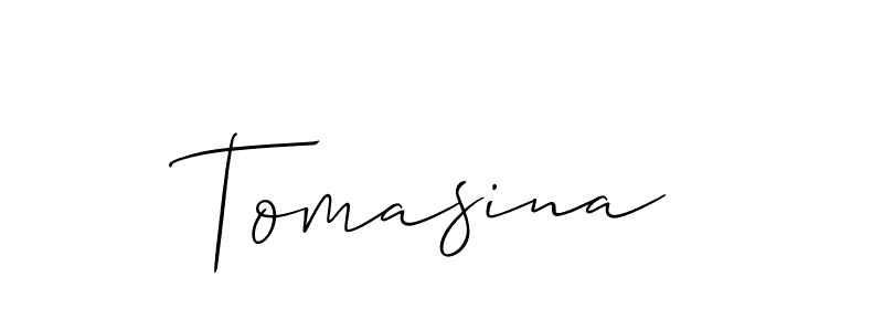 Use a signature maker to create a handwritten signature online. With this signature software, you can design (Allison_Script) your own signature for name Tomasina. Tomasina signature style 2 images and pictures png