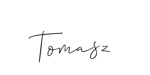 Make a beautiful signature design for name Tomasz. With this signature (Allison_Script) style, you can create a handwritten signature for free. Tomasz signature style 2 images and pictures png