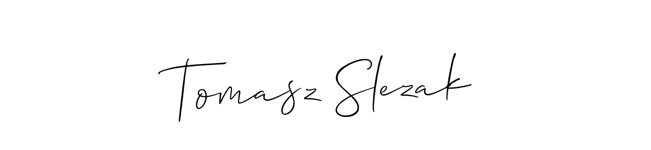 Tomasz Slezak stylish signature style. Best Handwritten Sign (Allison_Script) for my name. Handwritten Signature Collection Ideas for my name Tomasz Slezak. Tomasz Slezak signature style 2 images and pictures png