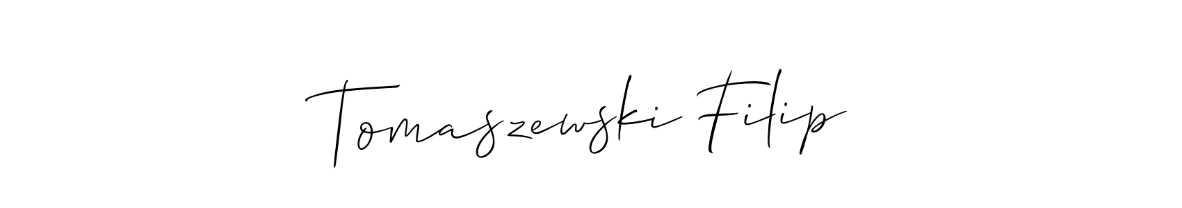 Design your own signature with our free online signature maker. With this signature software, you can create a handwritten (Allison_Script) signature for name Tomaszewski Filip. Tomaszewski Filip signature style 2 images and pictures png