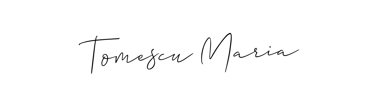 Allison_Script is a professional signature style that is perfect for those who want to add a touch of class to their signature. It is also a great choice for those who want to make their signature more unique. Get Tomescu Maria name to fancy signature for free. Tomescu Maria signature style 2 images and pictures png