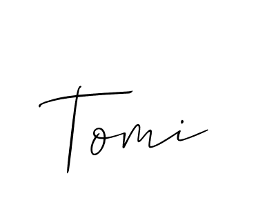 How to make Tomi name signature. Use Allison_Script style for creating short signs online. This is the latest handwritten sign. Tomi signature style 2 images and pictures png