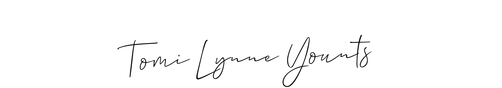 You should practise on your own different ways (Allison_Script) to write your name (Tomi Lynne Younts) in signature. don't let someone else do it for you. Tomi Lynne Younts signature style 2 images and pictures png