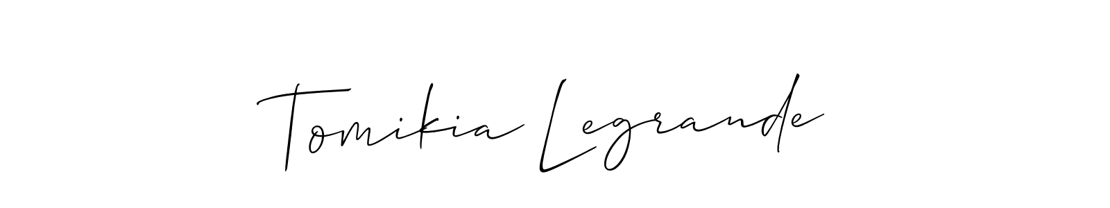 if you are searching for the best signature style for your name Tomikia Legrande. so please give up your signature search. here we have designed multiple signature styles  using Allison_Script. Tomikia Legrande signature style 2 images and pictures png