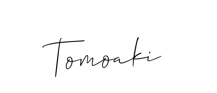Create a beautiful signature design for name Tomoaki. With this signature (Allison_Script) fonts, you can make a handwritten signature for free. Tomoaki signature style 2 images and pictures png