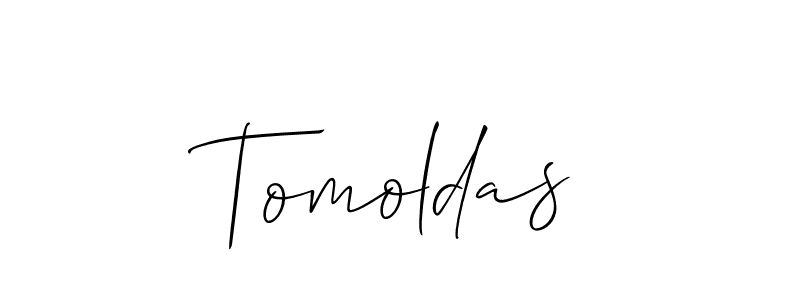 Create a beautiful signature design for name Tomoldas. With this signature (Allison_Script) fonts, you can make a handwritten signature for free. Tomoldas signature style 2 images and pictures png