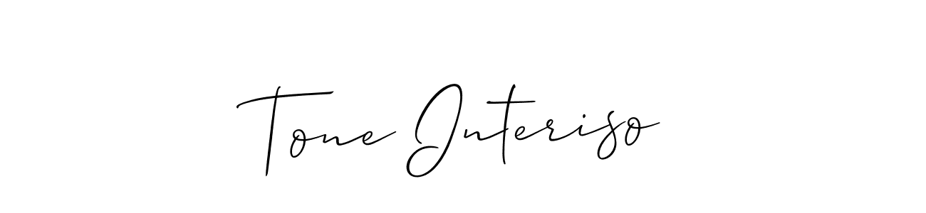 Also we have Tone Interiso name is the best signature style. Create professional handwritten signature collection using Allison_Script autograph style. Tone Interiso signature style 2 images and pictures png