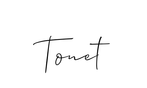 How to make Tonet name signature. Use Allison_Script style for creating short signs online. This is the latest handwritten sign. Tonet signature style 2 images and pictures png