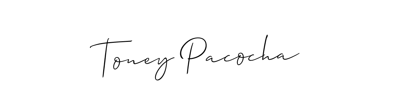 Allison_Script is a professional signature style that is perfect for those who want to add a touch of class to their signature. It is also a great choice for those who want to make their signature more unique. Get Toney Pacocha name to fancy signature for free. Toney Pacocha signature style 2 images and pictures png