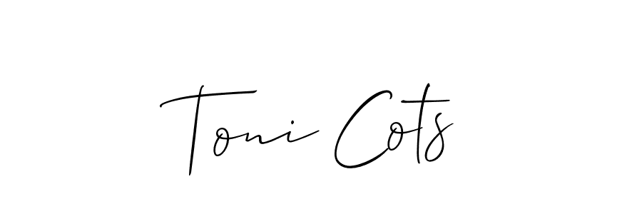 Similarly Allison_Script is the best handwritten signature design. Signature creator online .You can use it as an online autograph creator for name Toni Cots. Toni Cots signature style 2 images and pictures png