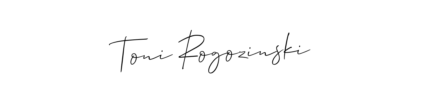 Also You can easily find your signature by using the search form. We will create Toni Rogozinski name handwritten signature images for you free of cost using Allison_Script sign style. Toni Rogozinski signature style 2 images and pictures png
