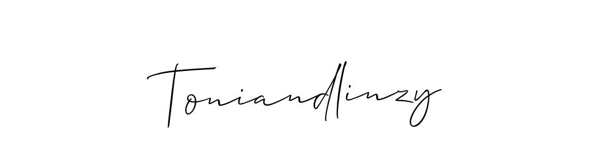 if you are searching for the best signature style for your name Toniandlinzy. so please give up your signature search. here we have designed multiple signature styles  using Allison_Script. Toniandlinzy signature style 2 images and pictures png