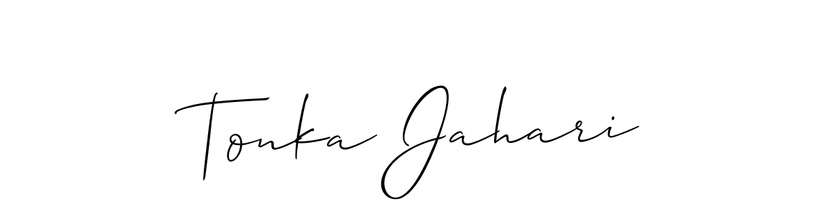 How to Draw Tonka Jahari signature style? Allison_Script is a latest design signature styles for name Tonka Jahari. Tonka Jahari signature style 2 images and pictures png
