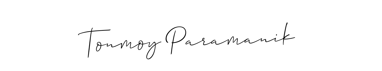 Allison_Script is a professional signature style that is perfect for those who want to add a touch of class to their signature. It is also a great choice for those who want to make their signature more unique. Get Tonmoy Paramanik name to fancy signature for free. Tonmoy Paramanik signature style 2 images and pictures png