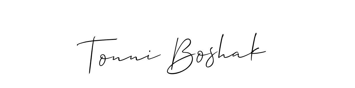 How to make Tonni Boshak name signature. Use Allison_Script style for creating short signs online. This is the latest handwritten sign. Tonni Boshak signature style 2 images and pictures png