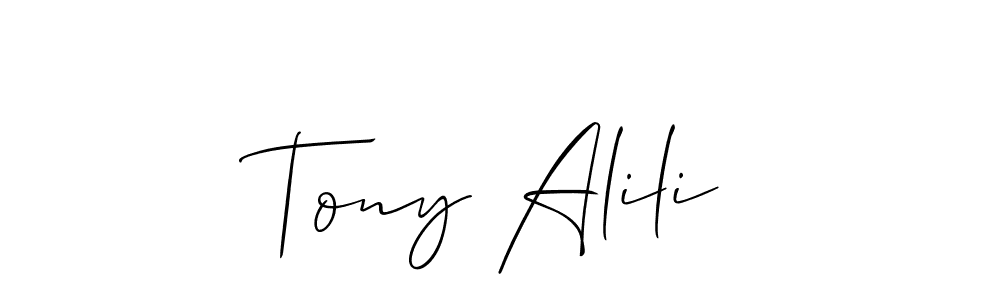 The best way (Allison_Script) to make a short signature is to pick only two or three words in your name. The name Tony Alili include a total of six letters. For converting this name. Tony Alili signature style 2 images and pictures png