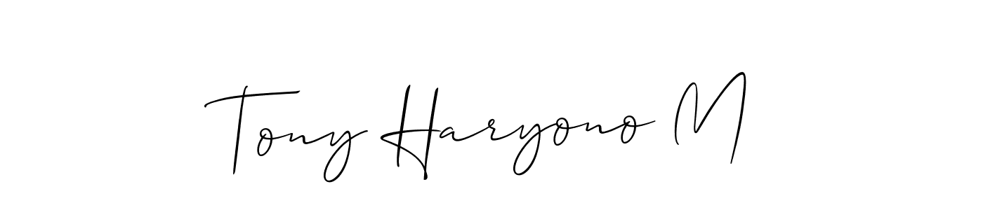 Also You can easily find your signature by using the search form. We will create Tony Haryono M name handwritten signature images for you free of cost using Allison_Script sign style. Tony Haryono M signature style 2 images and pictures png