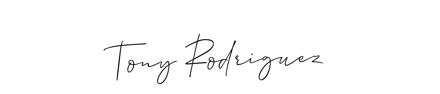 The best way (Allison_Script) to make a short signature is to pick only two or three words in your name. The name Tony Rodriguez include a total of six letters. For converting this name. Tony Rodriguez signature style 2 images and pictures png