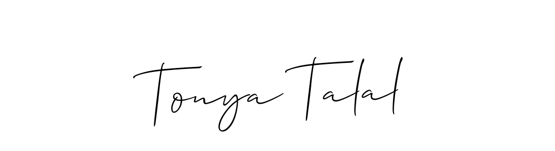 Create a beautiful signature design for name Tonya Talal. With this signature (Allison_Script) fonts, you can make a handwritten signature for free. Tonya Talal signature style 2 images and pictures png