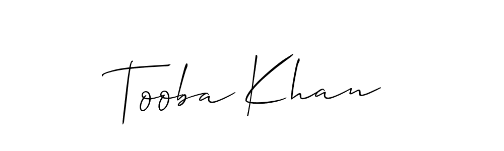 Allison_Script is a professional signature style that is perfect for those who want to add a touch of class to their signature. It is also a great choice for those who want to make their signature more unique. Get Tooba Khan name to fancy signature for free. Tooba Khan signature style 2 images and pictures png