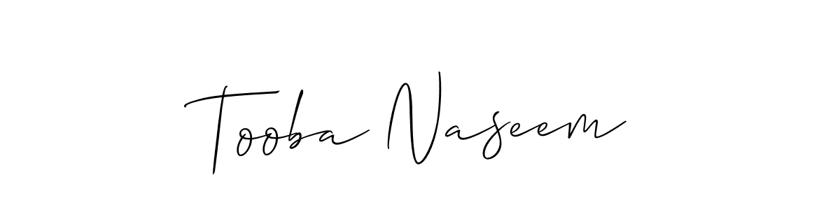 Design your own signature with our free online signature maker. With this signature software, you can create a handwritten (Allison_Script) signature for name Tooba Naseem. Tooba Naseem signature style 2 images and pictures png