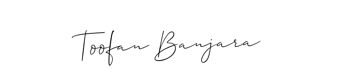 How to make Toofan Banjara name signature. Use Allison_Script style for creating short signs online. This is the latest handwritten sign. Toofan Banjara signature style 2 images and pictures png