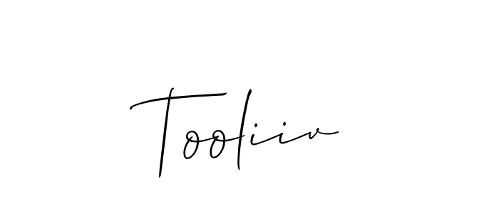 Use a signature maker to create a handwritten signature online. With this signature software, you can design (Allison_Script) your own signature for name Tooliiv. Tooliiv signature style 2 images and pictures png