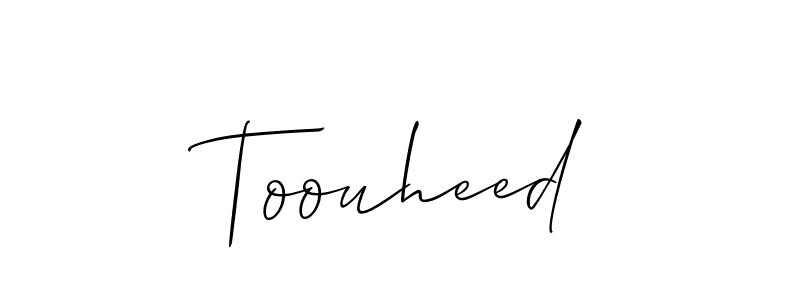 You should practise on your own different ways (Allison_Script) to write your name (Toouheed) in signature. don't let someone else do it for you. Toouheed signature style 2 images and pictures png