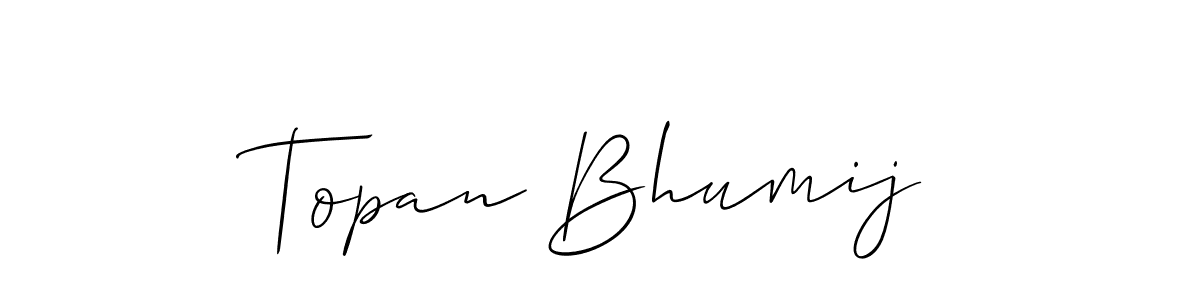 Also You can easily find your signature by using the search form. We will create Topan Bhumij name handwritten signature images for you free of cost using Allison_Script sign style. Topan Bhumij signature style 2 images and pictures png