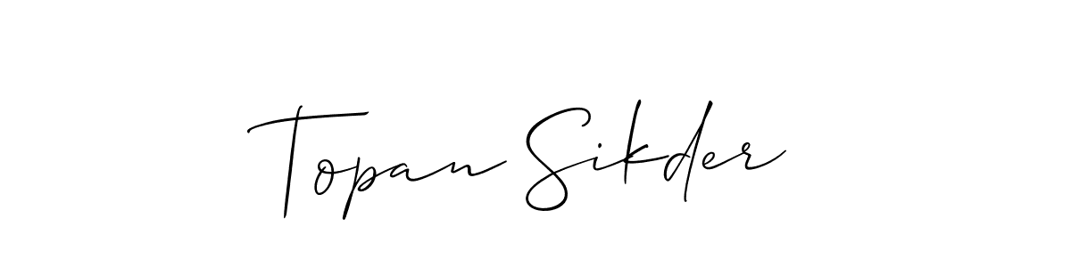 Similarly Allison_Script is the best handwritten signature design. Signature creator online .You can use it as an online autograph creator for name Topan Sikder. Topan Sikder signature style 2 images and pictures png