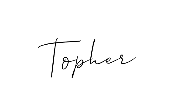 How to make Topher name signature. Use Allison_Script style for creating short signs online. This is the latest handwritten sign. Topher signature style 2 images and pictures png