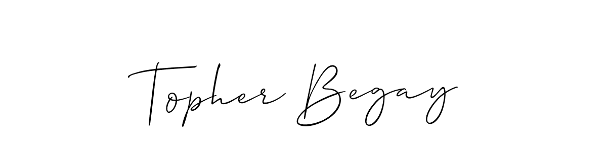 Make a beautiful signature design for name Topher Begay. With this signature (Allison_Script) style, you can create a handwritten signature for free. Topher Begay signature style 2 images and pictures png