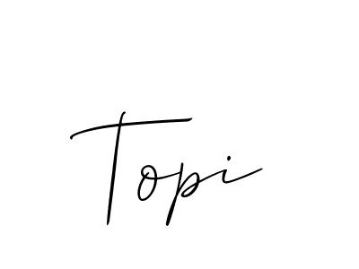 Use a signature maker to create a handwritten signature online. With this signature software, you can design (Allison_Script) your own signature for name Topi. Topi signature style 2 images and pictures png