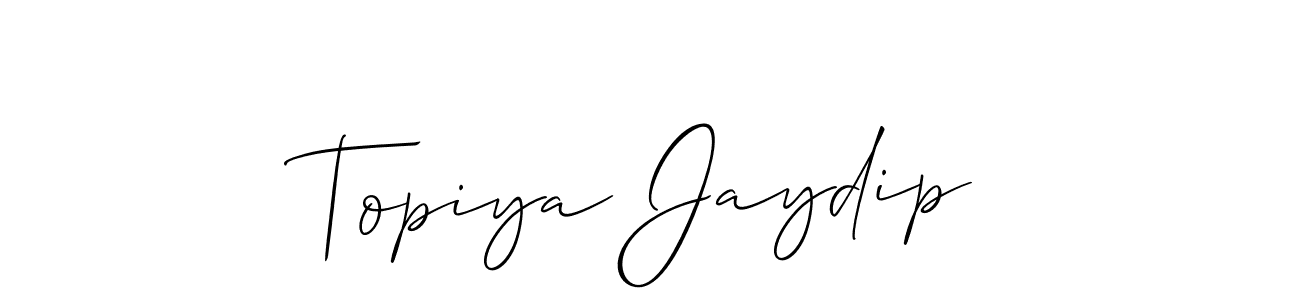 How to Draw Topiya Jaydip signature style? Allison_Script is a latest design signature styles for name Topiya Jaydip. Topiya Jaydip signature style 2 images and pictures png