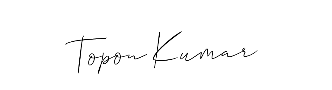 Make a beautiful signature design for name Topon Kumar. With this signature (Allison_Script) style, you can create a handwritten signature for free. Topon Kumar signature style 2 images and pictures png
