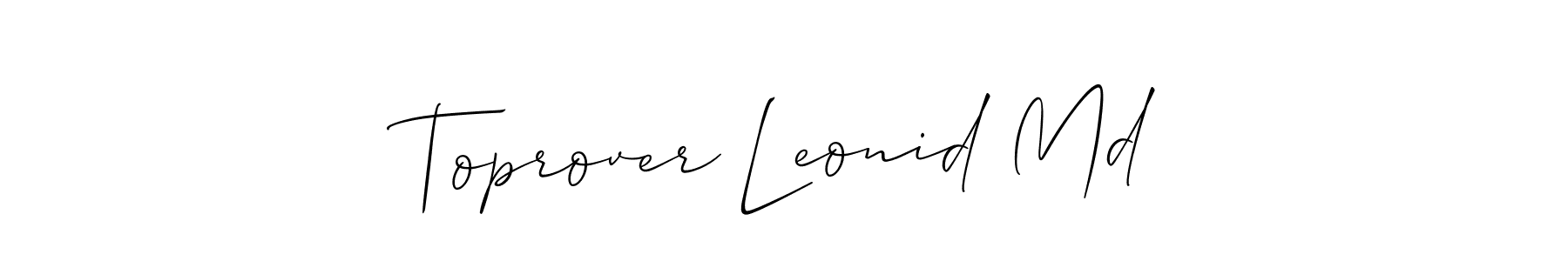 Make a beautiful signature design for name Toprover Leonid Md. With this signature (Allison_Script) style, you can create a handwritten signature for free. Toprover Leonid Md signature style 2 images and pictures png