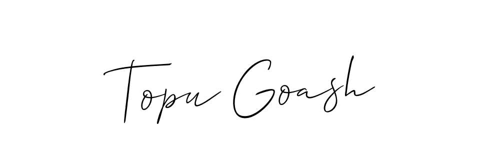 How to Draw Topu Goash signature style? Allison_Script is a latest design signature styles for name Topu Goash. Topu Goash signature style 2 images and pictures png