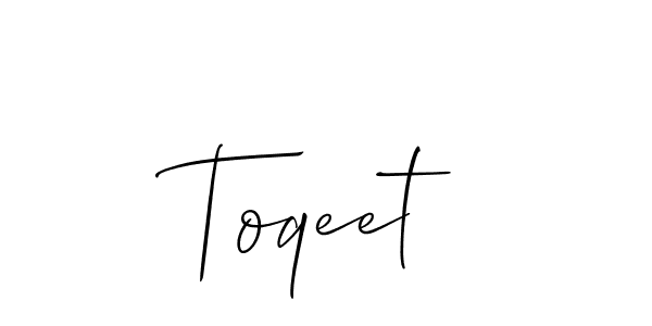 How to make Toqeet signature? Allison_Script is a professional autograph style. Create handwritten signature for Toqeet name. Toqeet signature style 2 images and pictures png