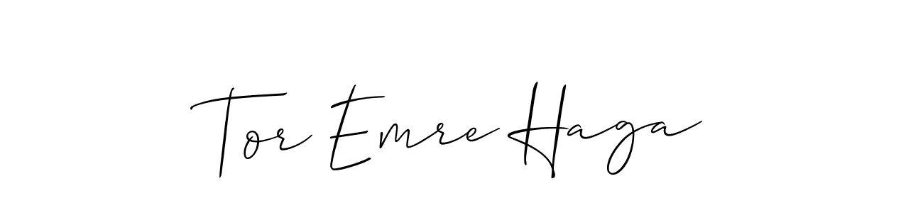 Allison_Script is a professional signature style that is perfect for those who want to add a touch of class to their signature. It is also a great choice for those who want to make their signature more unique. Get Tor Emre Haga name to fancy signature for free. Tor Emre Haga signature style 2 images and pictures png