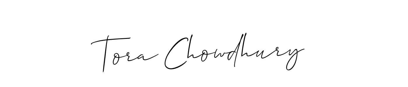 The best way (Allison_Script) to make a short signature is to pick only two or three words in your name. The name Tora Chowdhury include a total of six letters. For converting this name. Tora Chowdhury signature style 2 images and pictures png