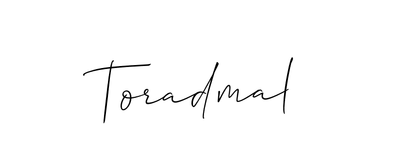 Use a signature maker to create a handwritten signature online. With this signature software, you can design (Allison_Script) your own signature for name Toradmal. Toradmal signature style 2 images and pictures png