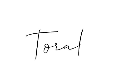 It looks lik you need a new signature style for name Toral. Design unique handwritten (Allison_Script) signature with our free signature maker in just a few clicks. Toral signature style 2 images and pictures png