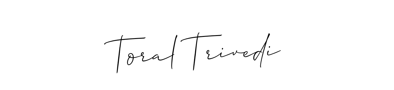 It looks lik you need a new signature style for name Toral Trivedi. Design unique handwritten (Allison_Script) signature with our free signature maker in just a few clicks. Toral Trivedi signature style 2 images and pictures png