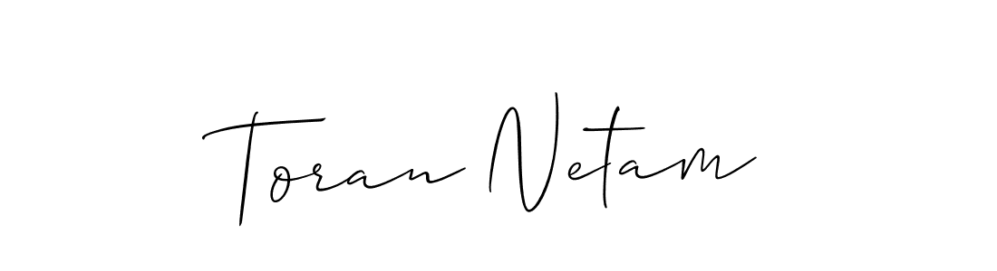 Create a beautiful signature design for name Toran Netam. With this signature (Allison_Script) fonts, you can make a handwritten signature for free. Toran Netam signature style 2 images and pictures png